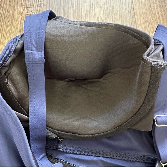 Lands' End Women Tankini Swimsuit 20W Navy Blue Built In Underwire Bra Ruched - Picture 3 of 4